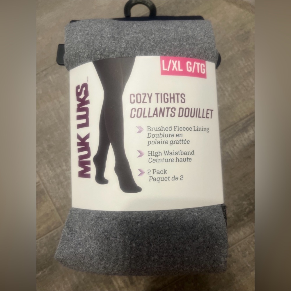 MUK LUKS Gray Pair and Blue Pair Cozy Tights - 2 Pack